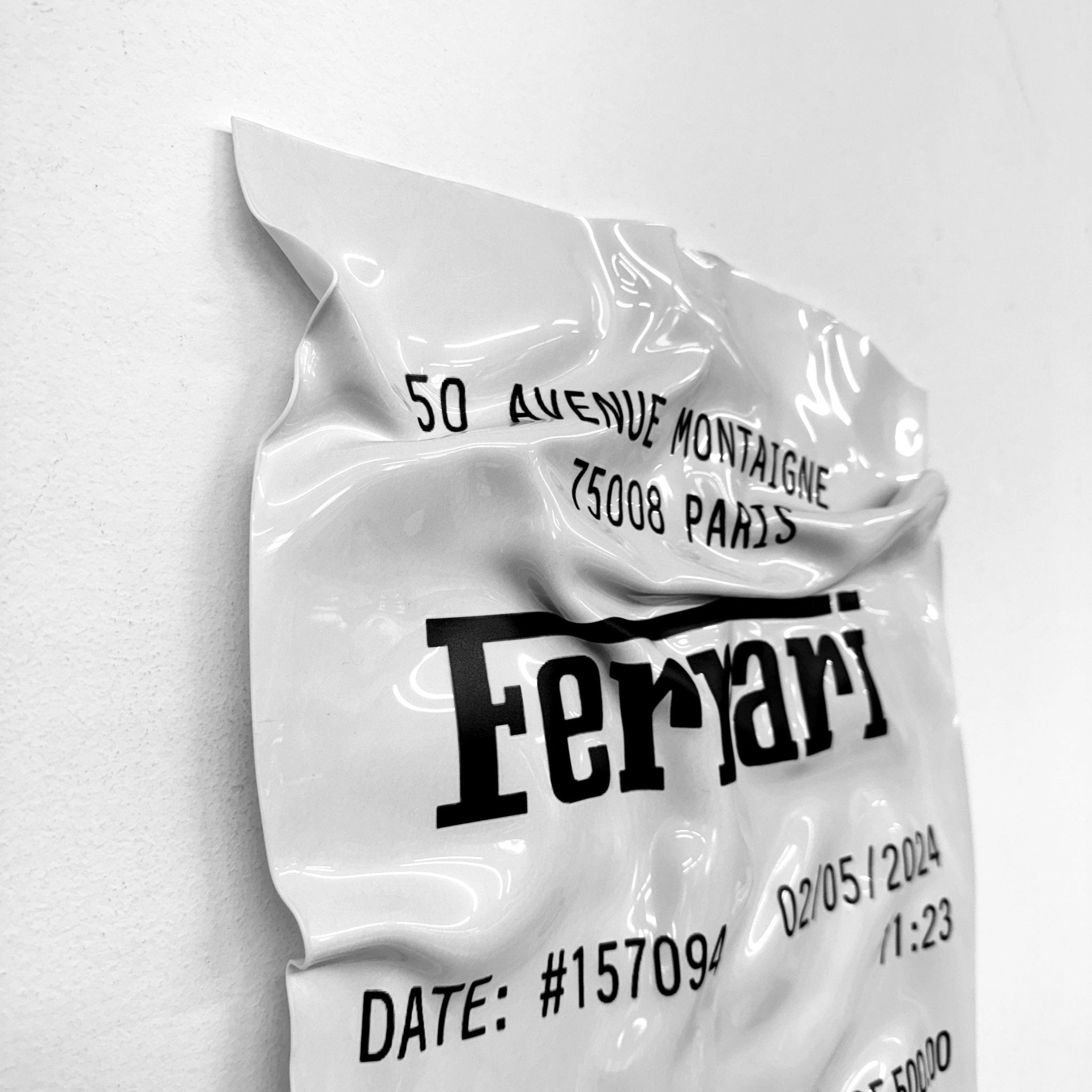 Tableau froissé - Ticket "Ferrari" - Luxartis