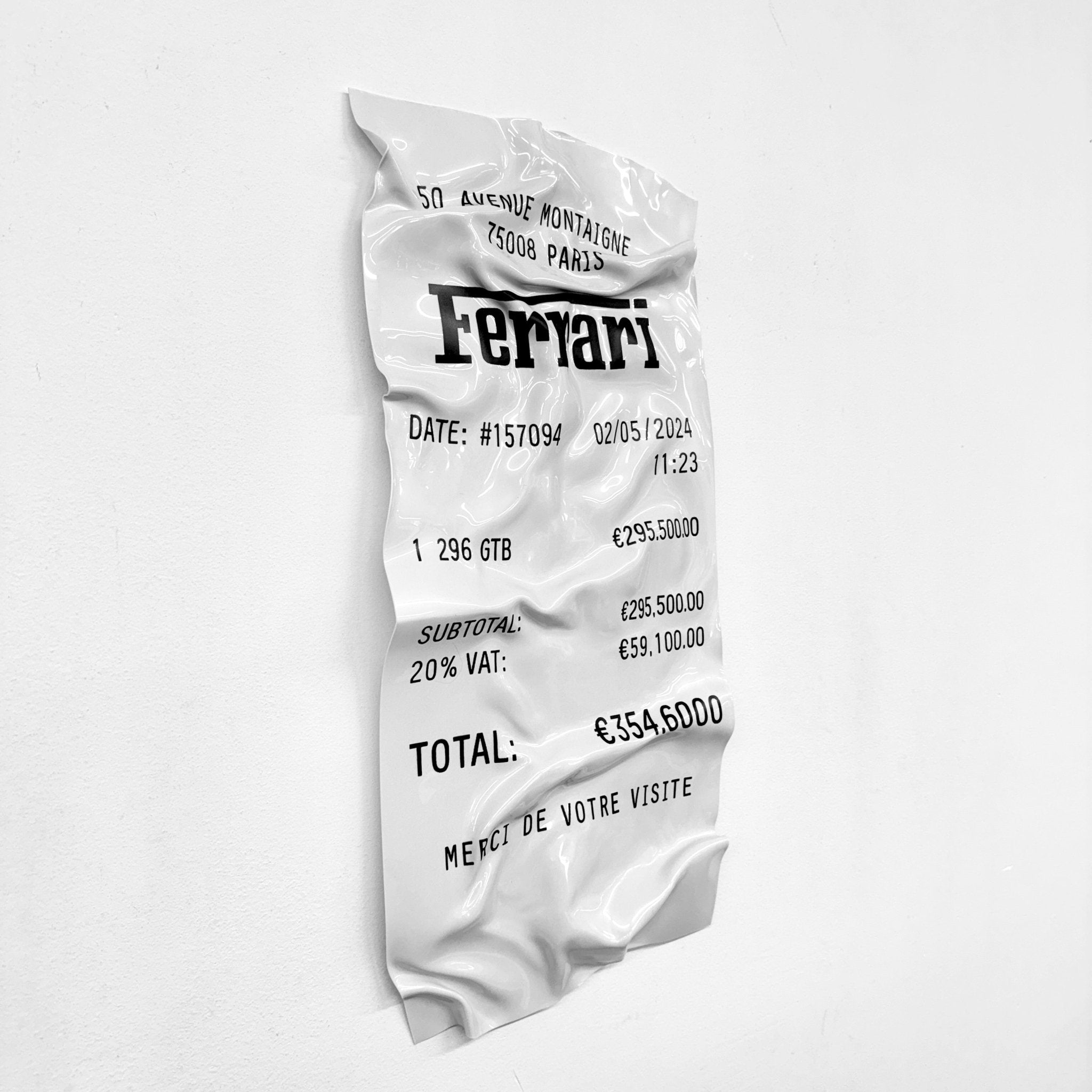 Tableau froissé - Ticket "Ferrari" - Luxartis