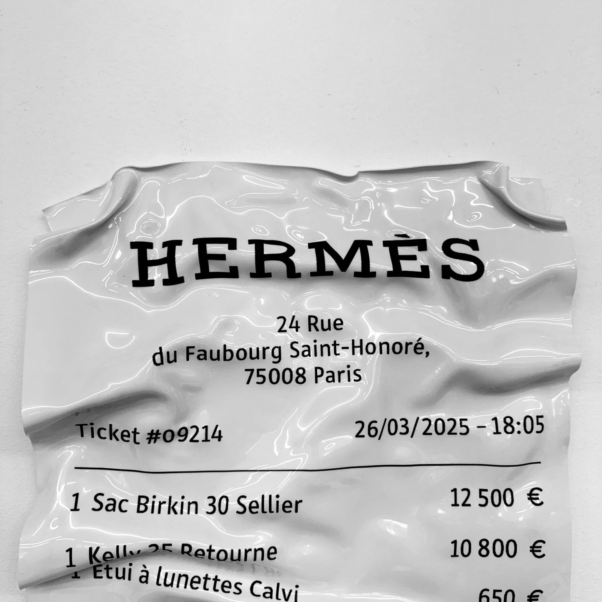 Tableau froissé - Ticket "Hermès" - Luxartis
