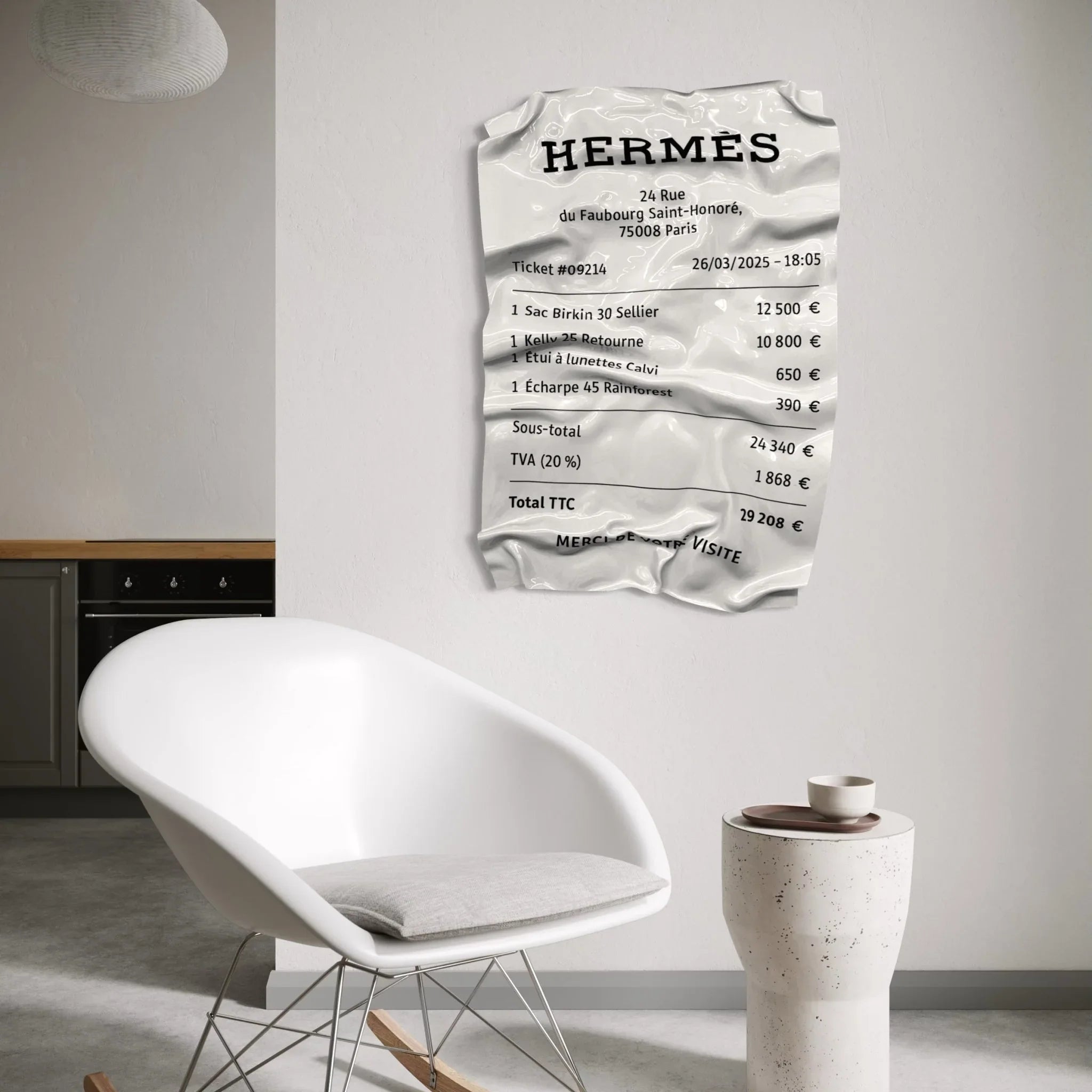 Tableau froissé - Ticket "Hermès" - Luxartis