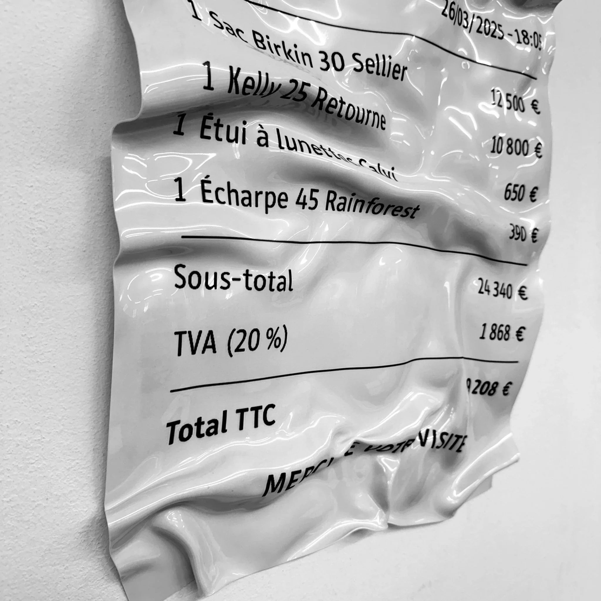 Tableau froissé - Ticket "Hermès" - Luxartis