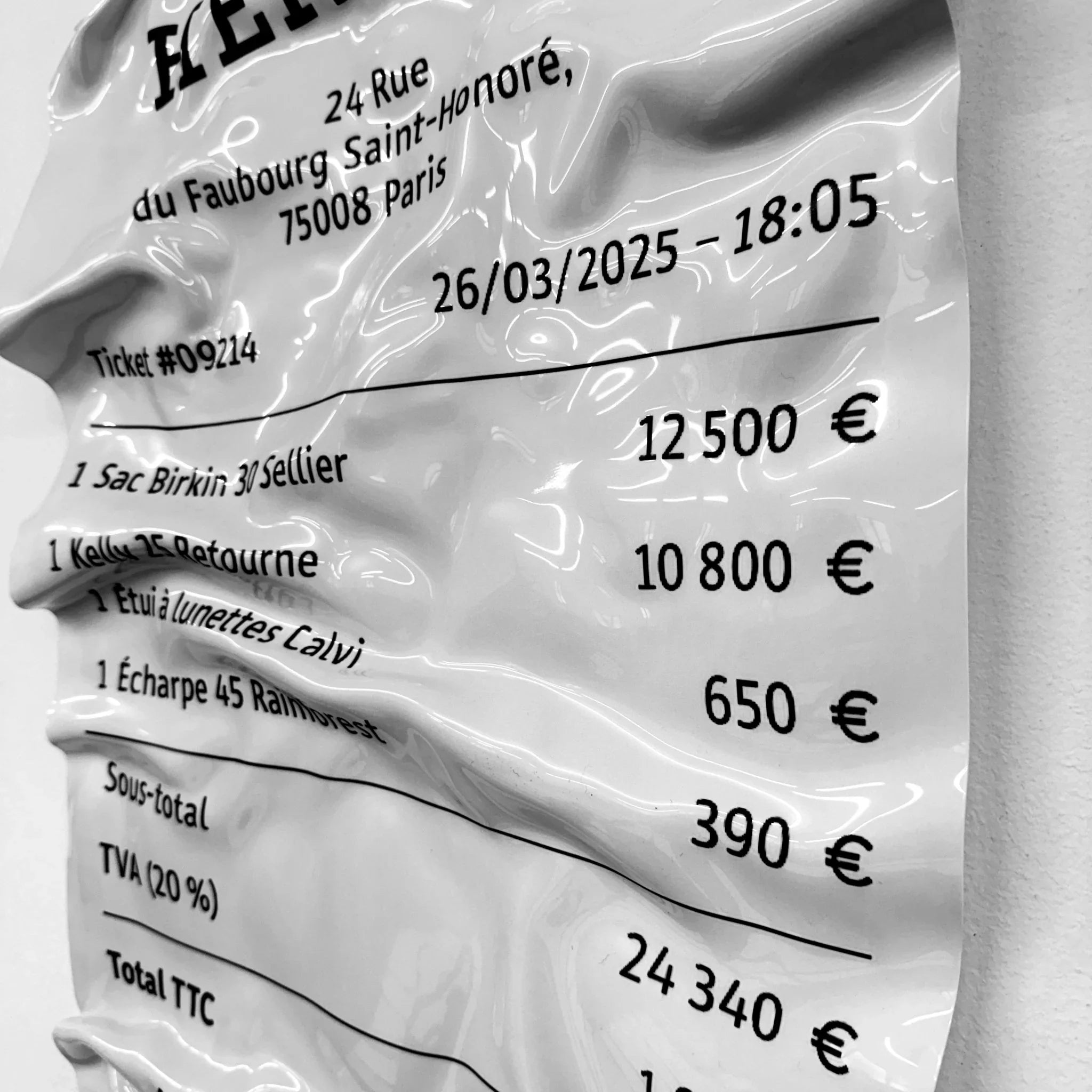 Tableau froissé - Ticket "Hermès" - Luxartis