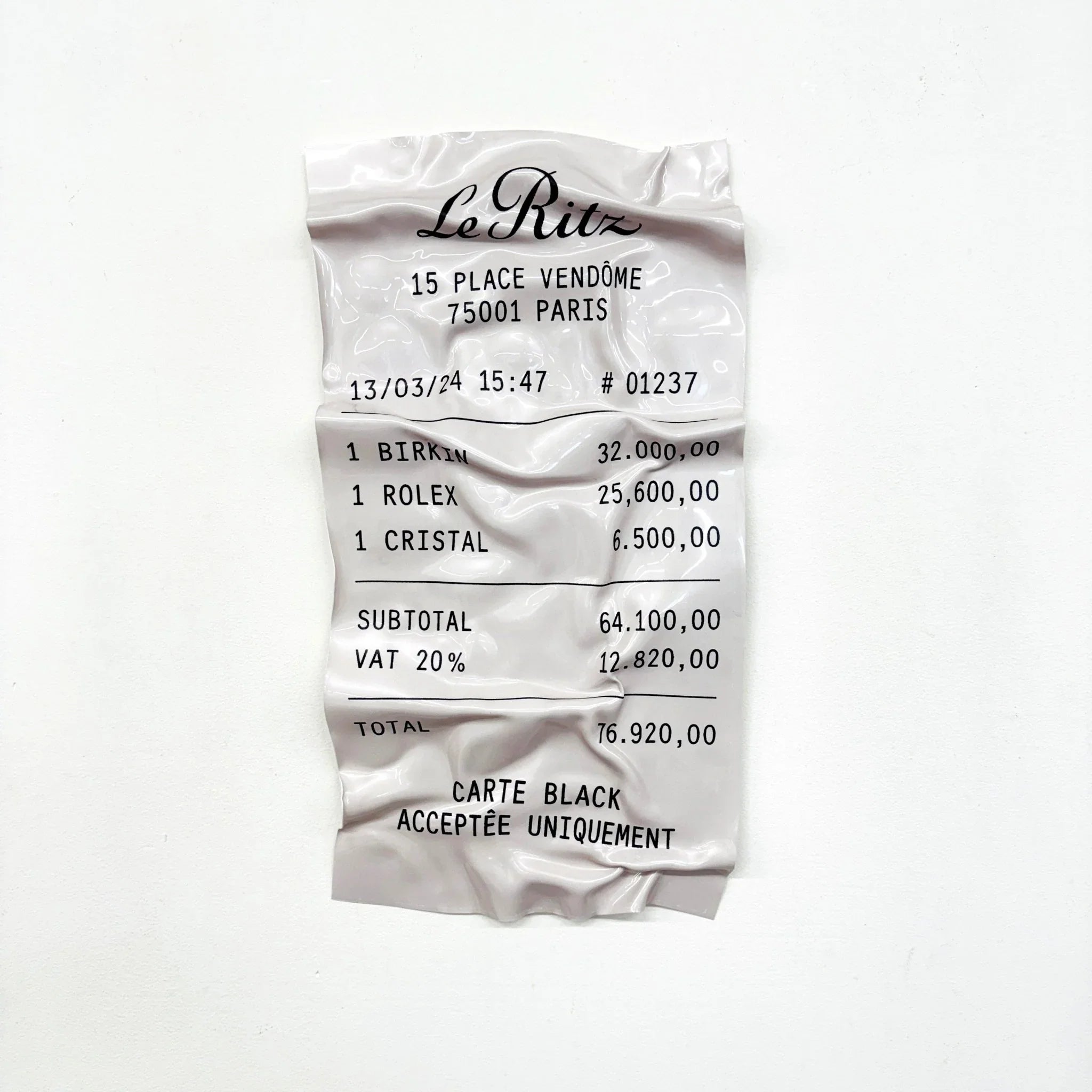 Tableau froissé - Ticket "Le Ritz" - Luxartis