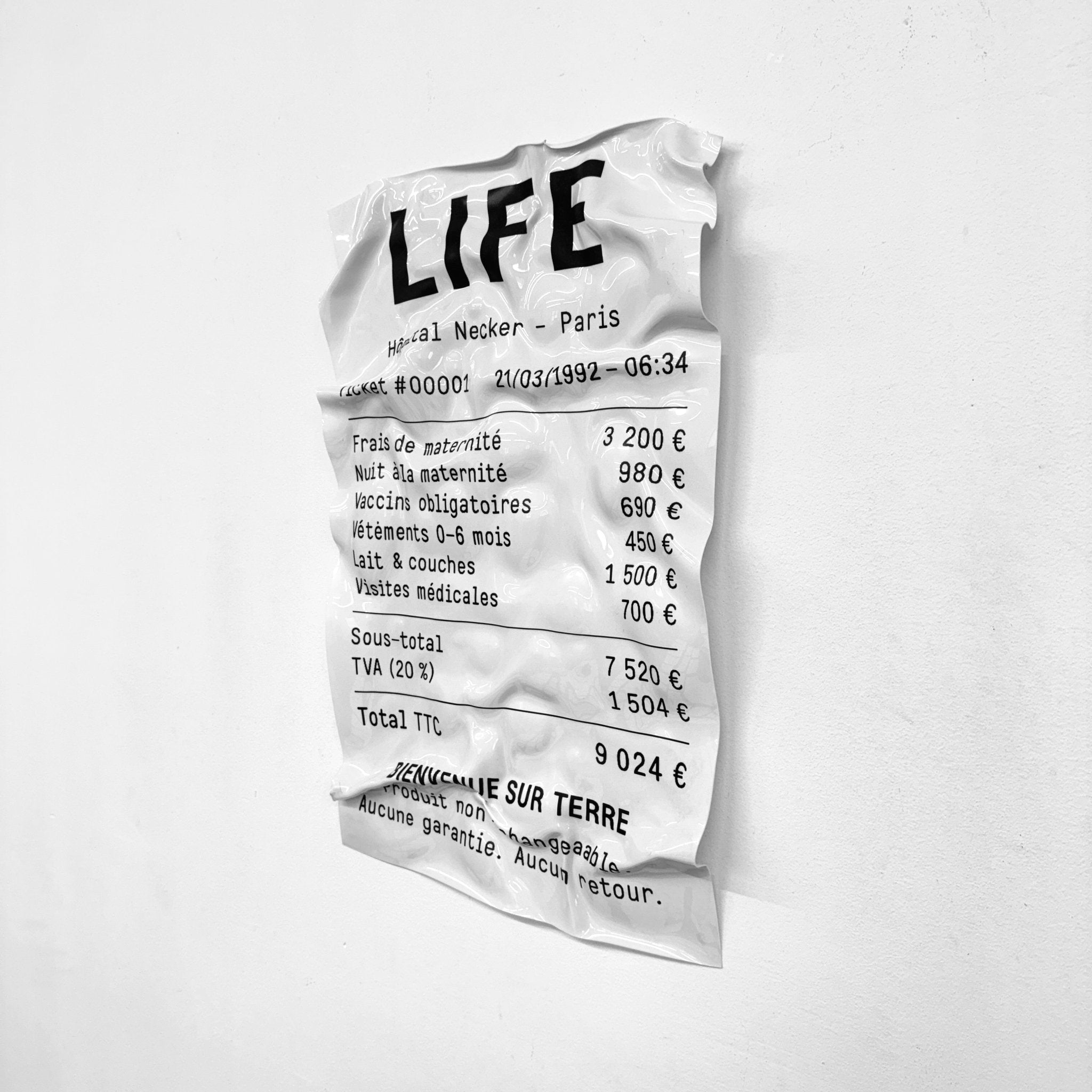 Tableau froissé - Ticket "Life" - Luxartis