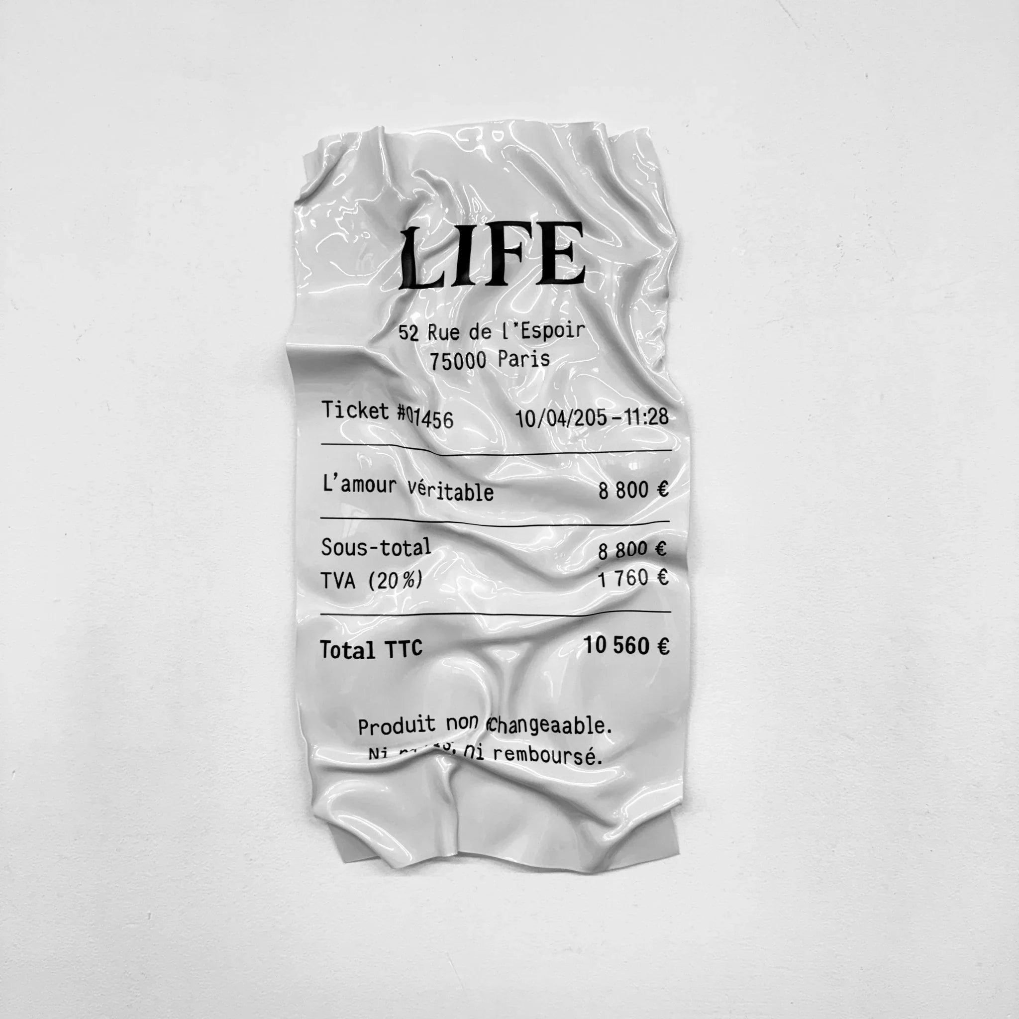 Tableau froissé - Ticket "Life" - Luxartis