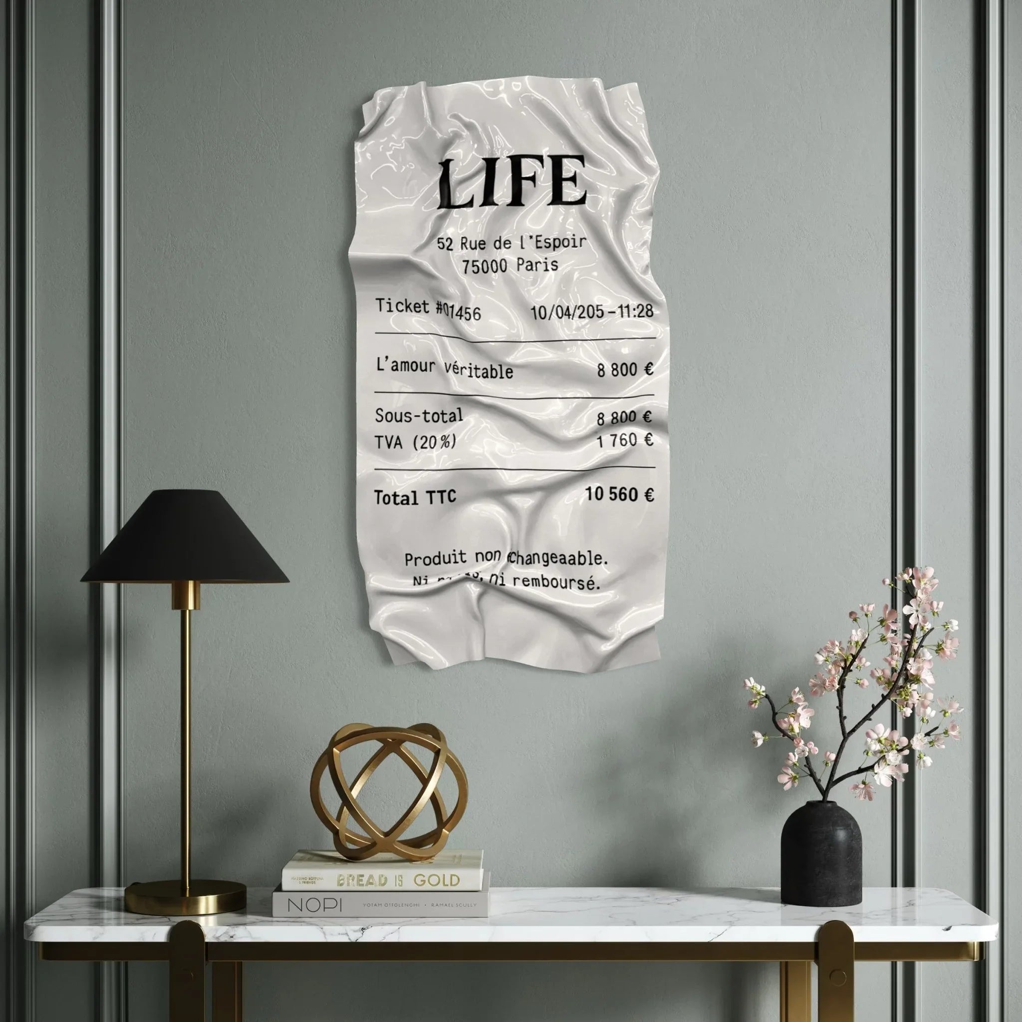 Tableau froissé - Ticket "Life" - Luxartis