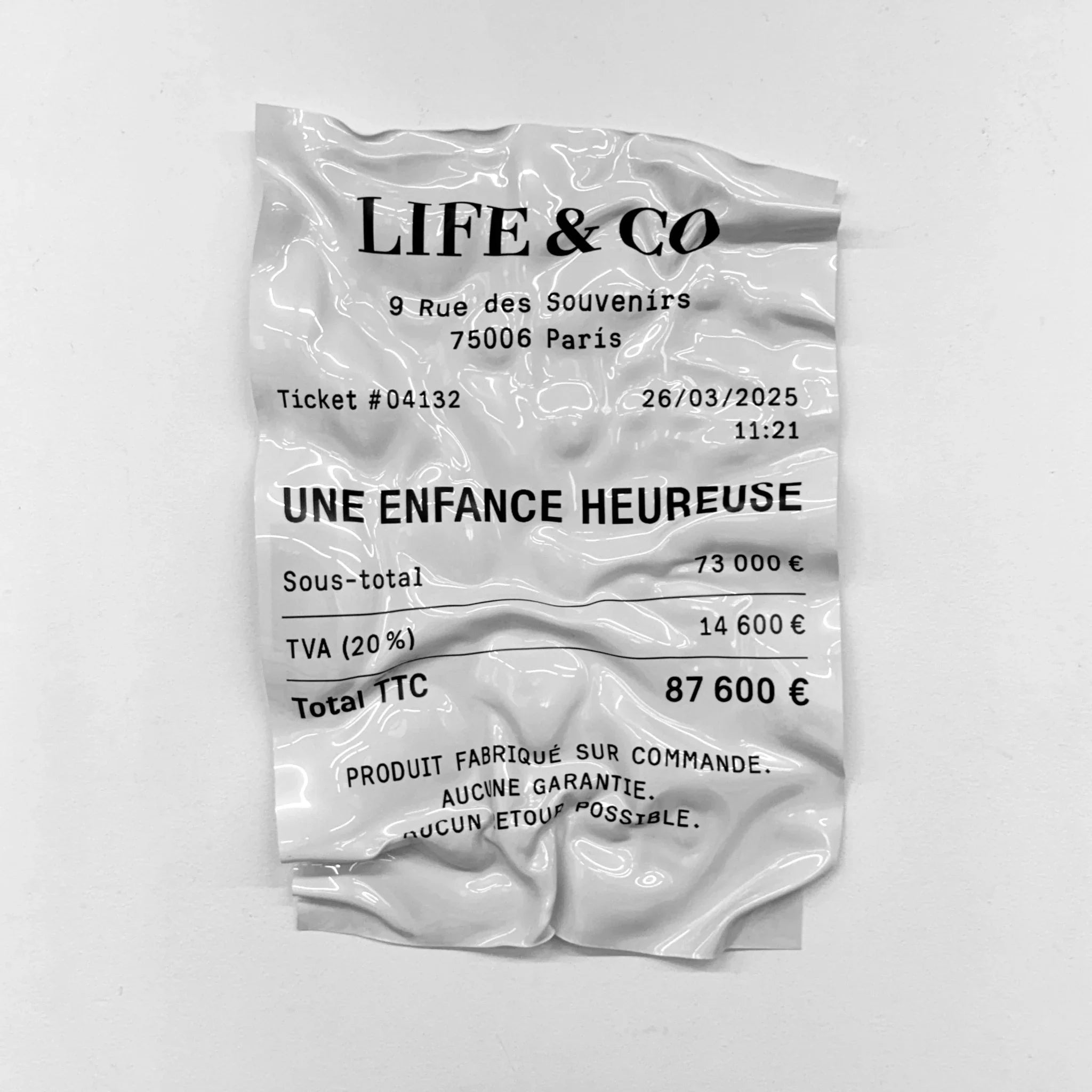 Tableau froissé - Ticket "Life&Co" - Luxartis