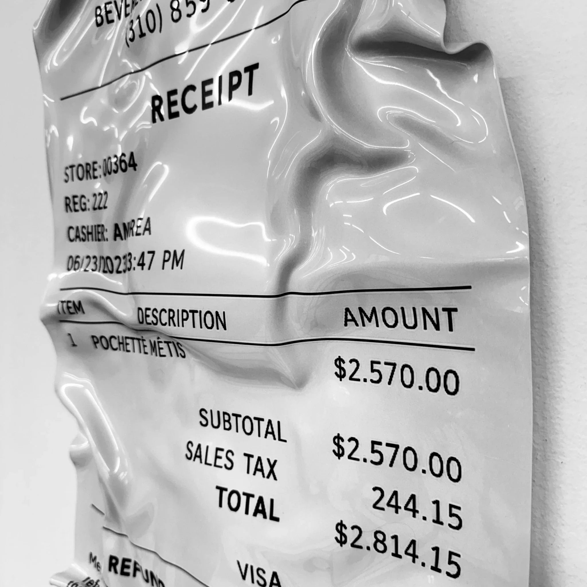 Tableau froissé - Ticket "Louis Vuitton" - Luxartis