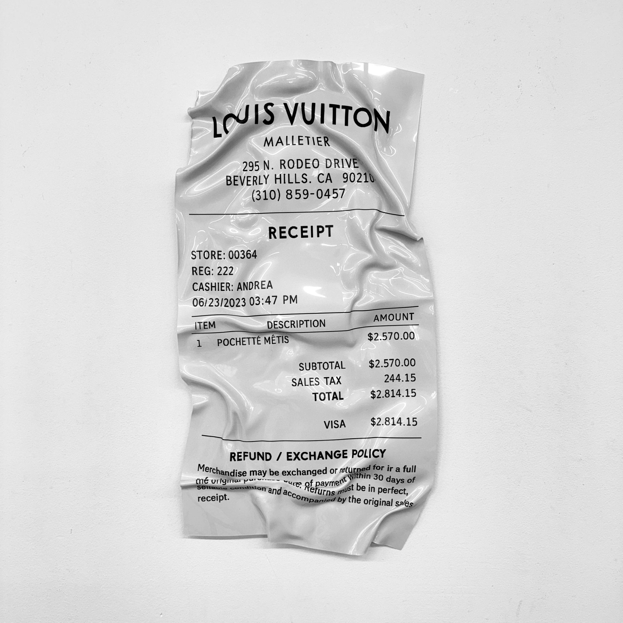 Tableau froissé - Ticket "Louis Vuitton" - Luxartis