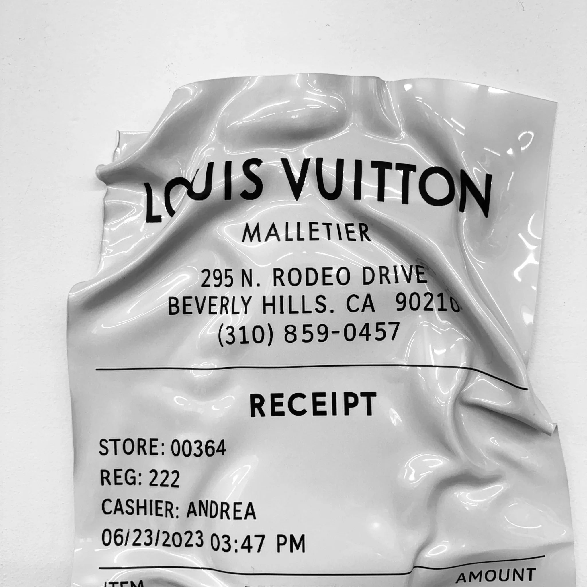 Tableau froissé - Ticket "Louis Vuitton" - Luxartis