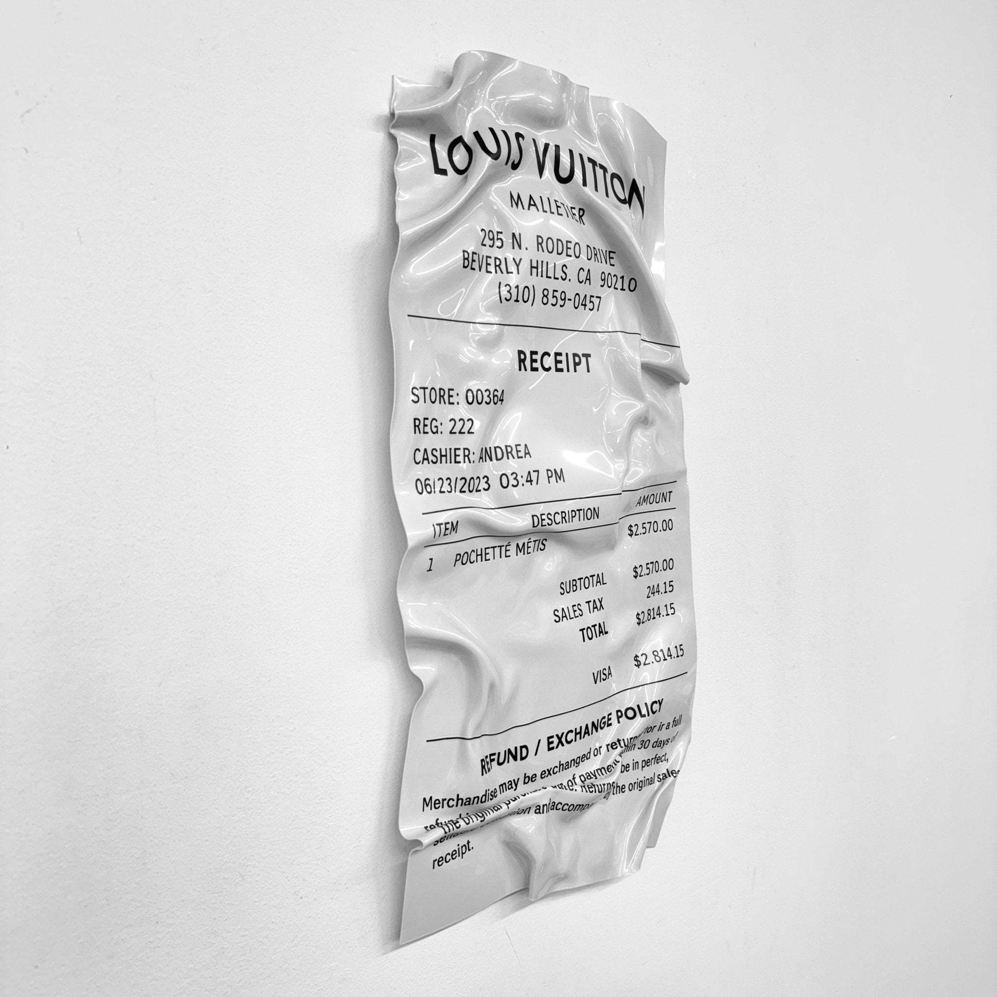 Tableau froissé - Ticket "Louis Vuitton" - Luxartis