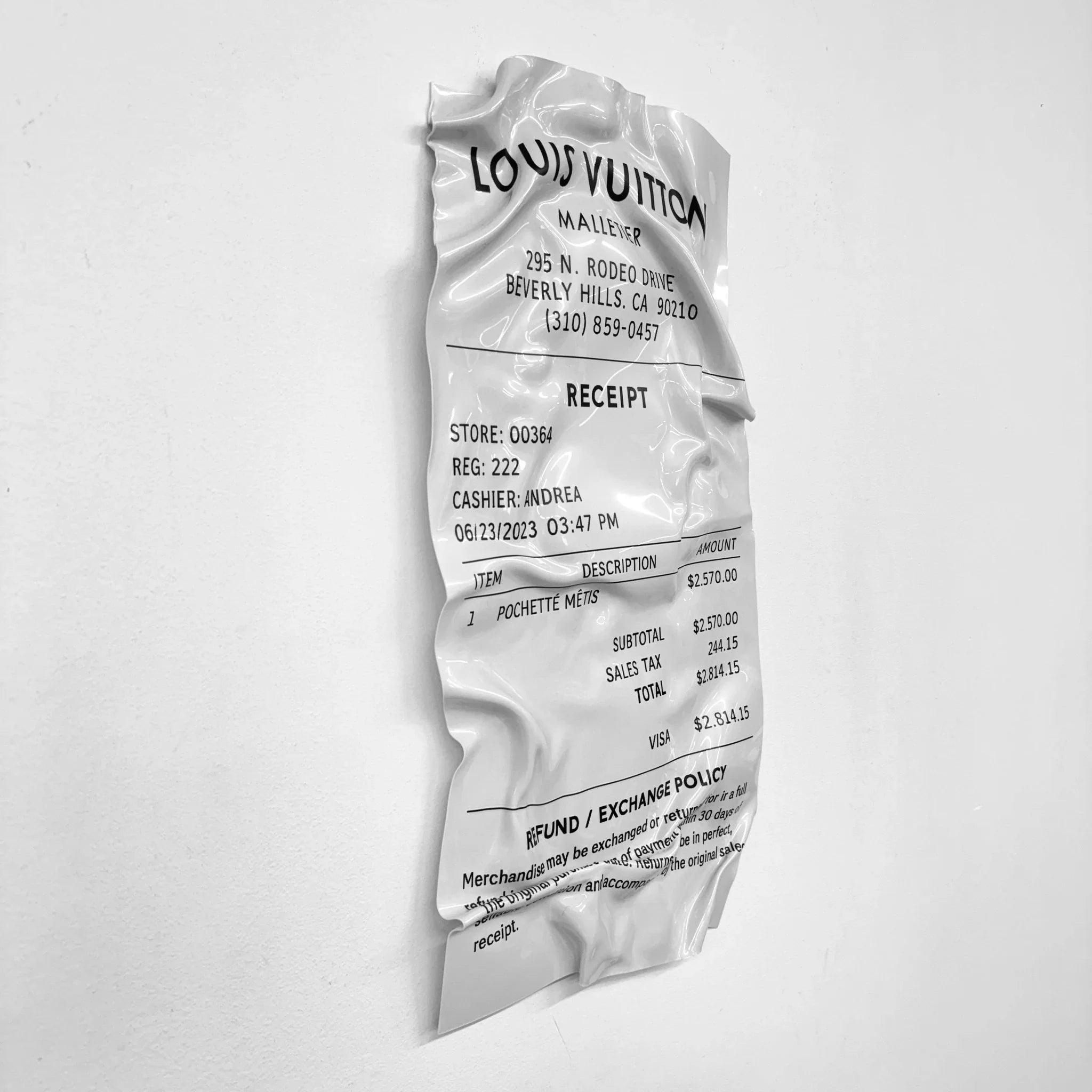 Tableau froissé - Ticket "Louis Vuitton" - Luxartis