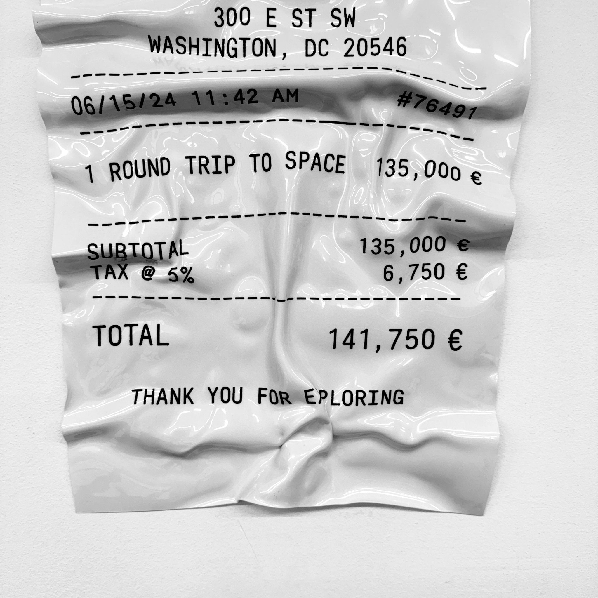 Tableau froissé - Ticket "NASA" - Luxartis