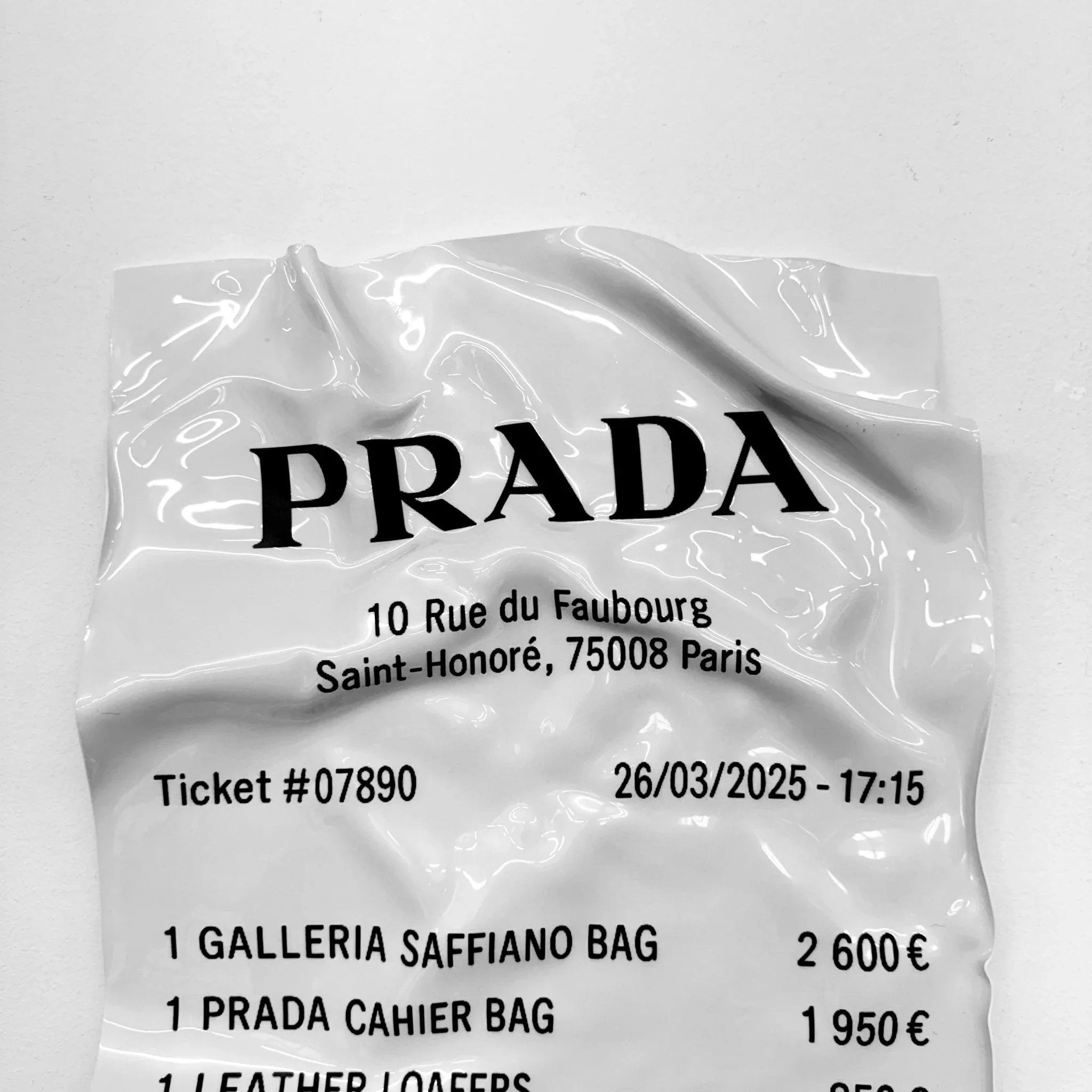 Tableau froissé - Ticket "Prada" - Luxartis