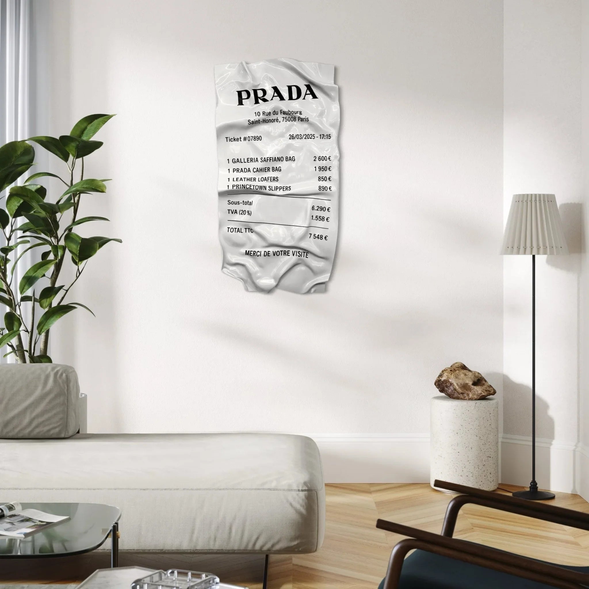 Tableau froissé - Ticket "Prada" - Luxartis