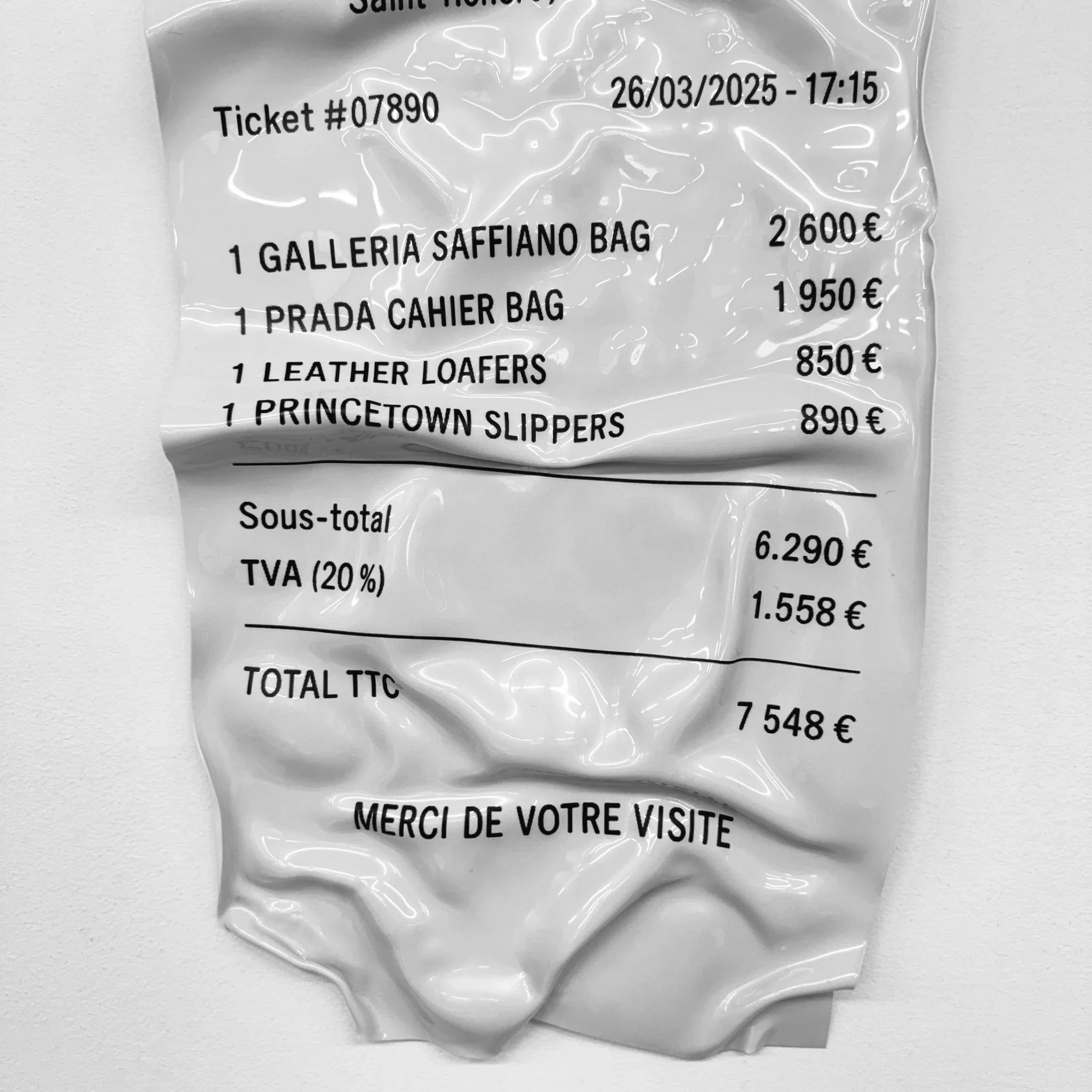 Tableau froissé - Ticket "Prada" - Luxartis
