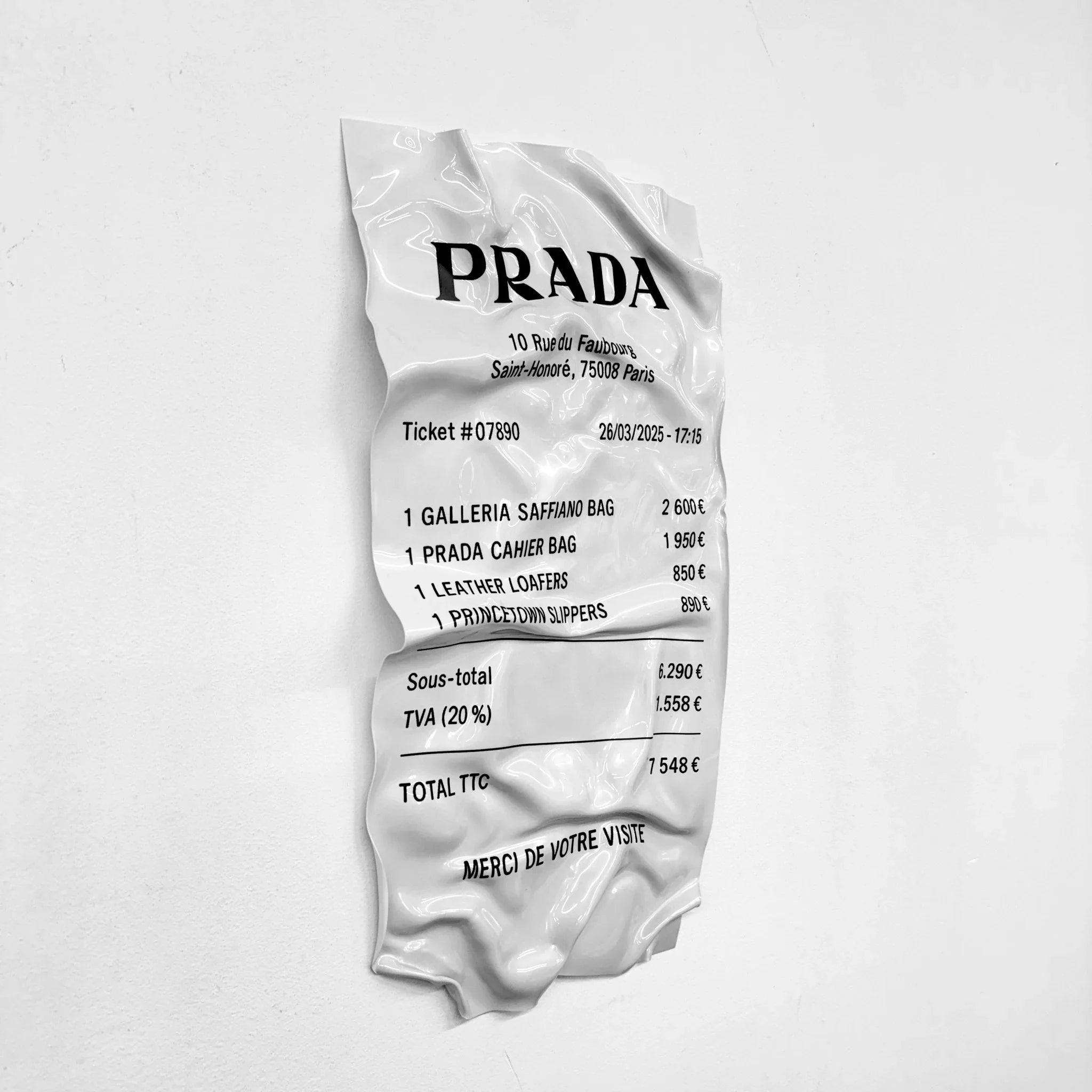 Tableau froissé - Ticket "Prada" - Luxartis