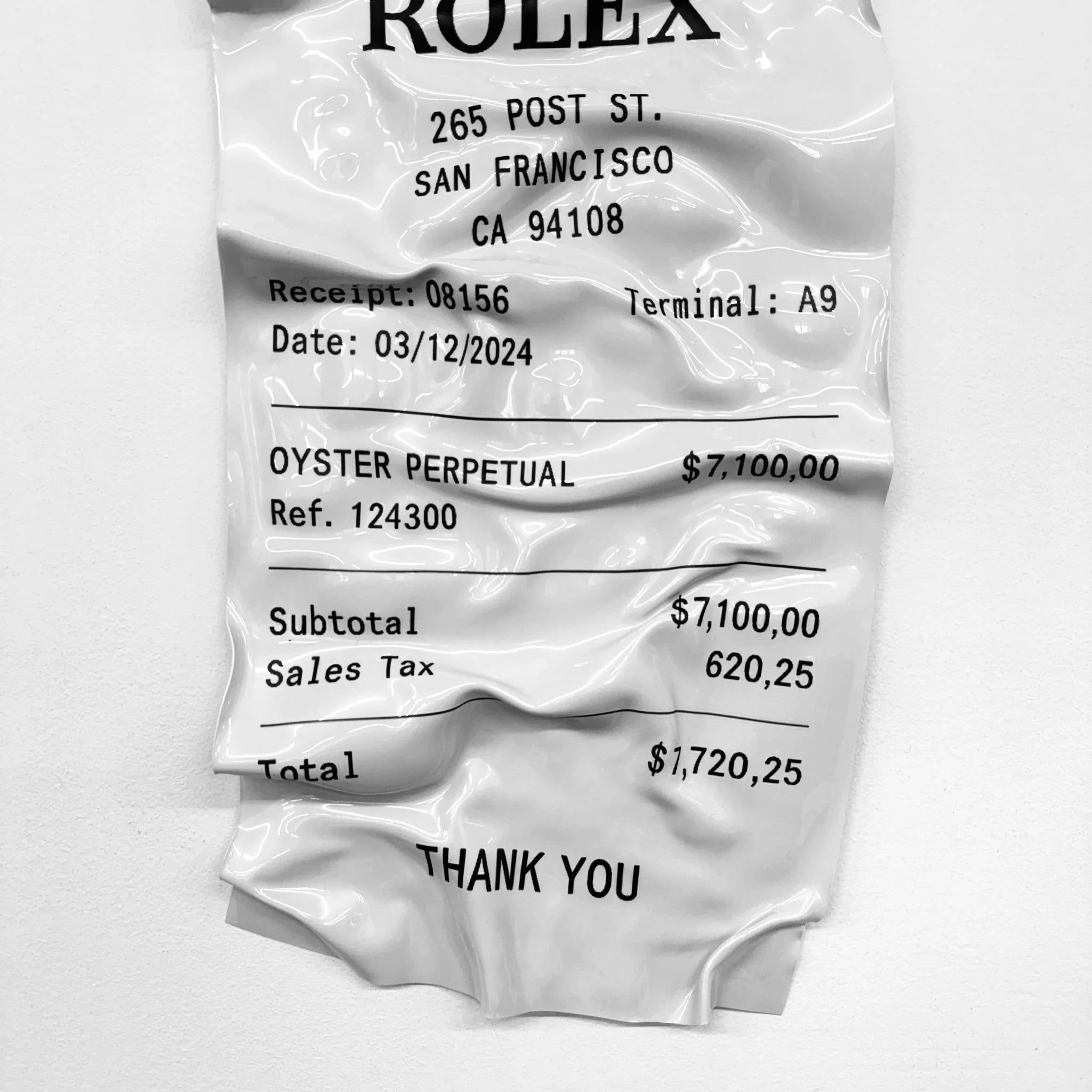 Tableau froissé - Ticket "Rolex" - Luxartis