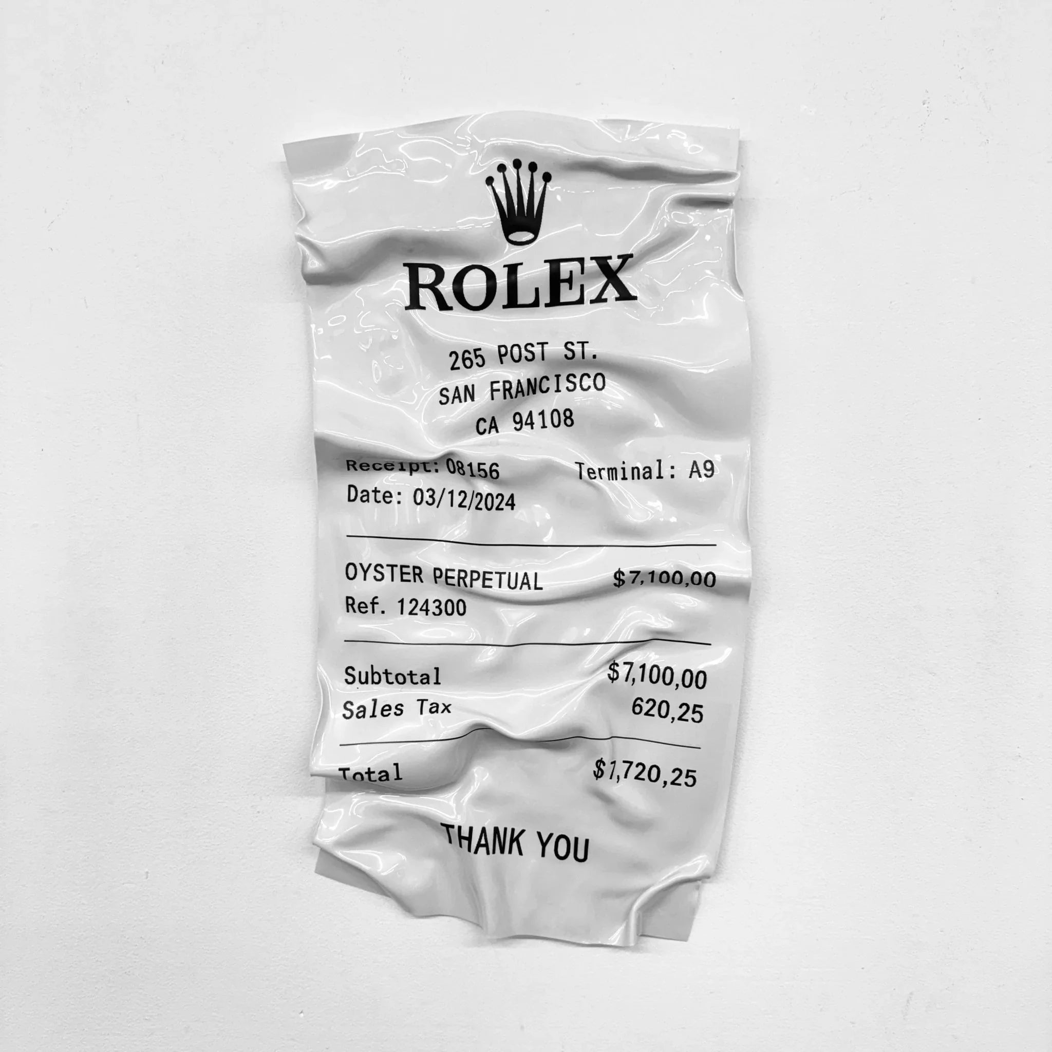 Tableau froissé - Ticket "Rolex" - Luxartis