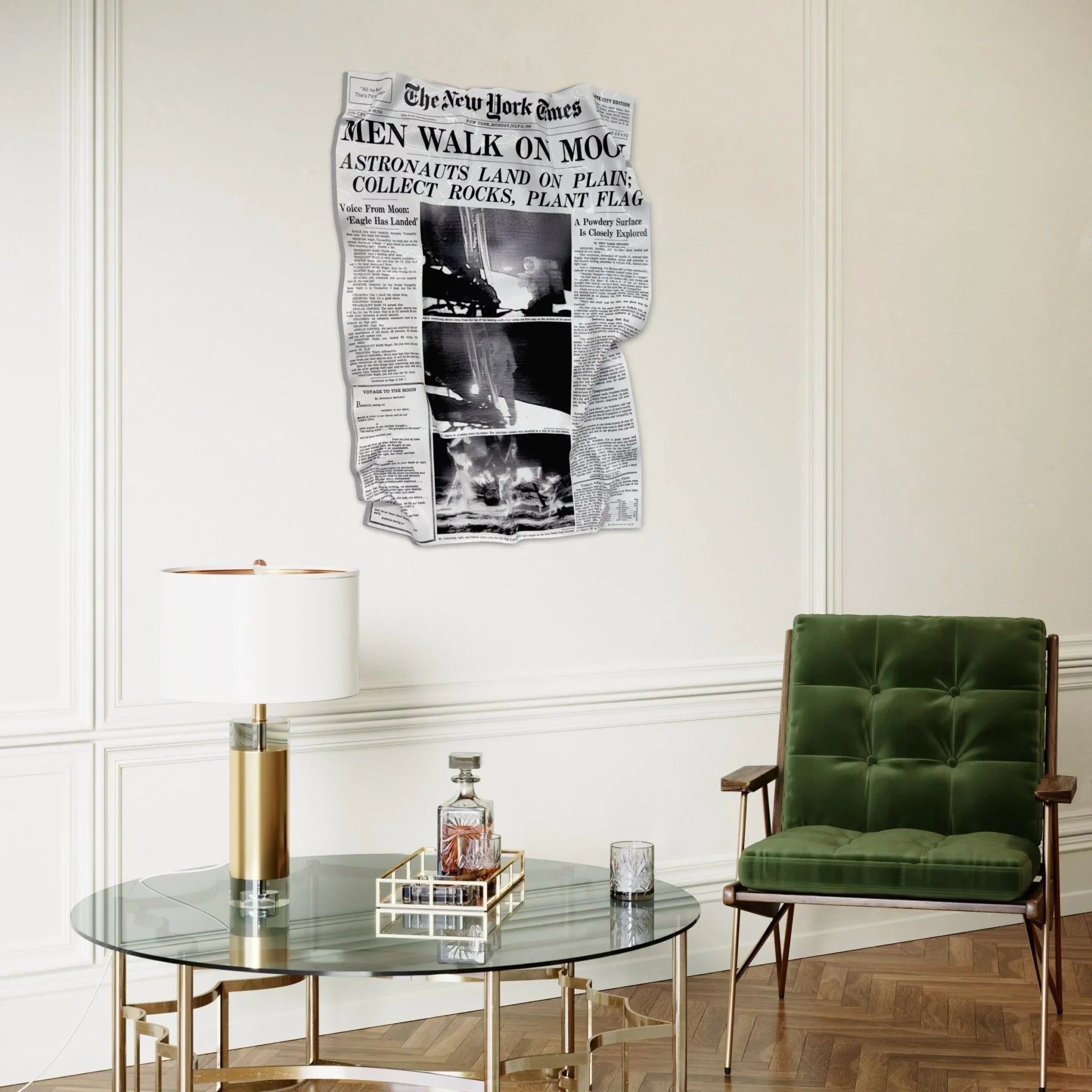 Tableau froissé - Une Petite Foulée sur la Lune "NY Times 1969" - Luxartis