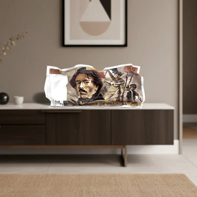 Sculpture froissée – Billet 100 Francs "Eugène Delacroix"