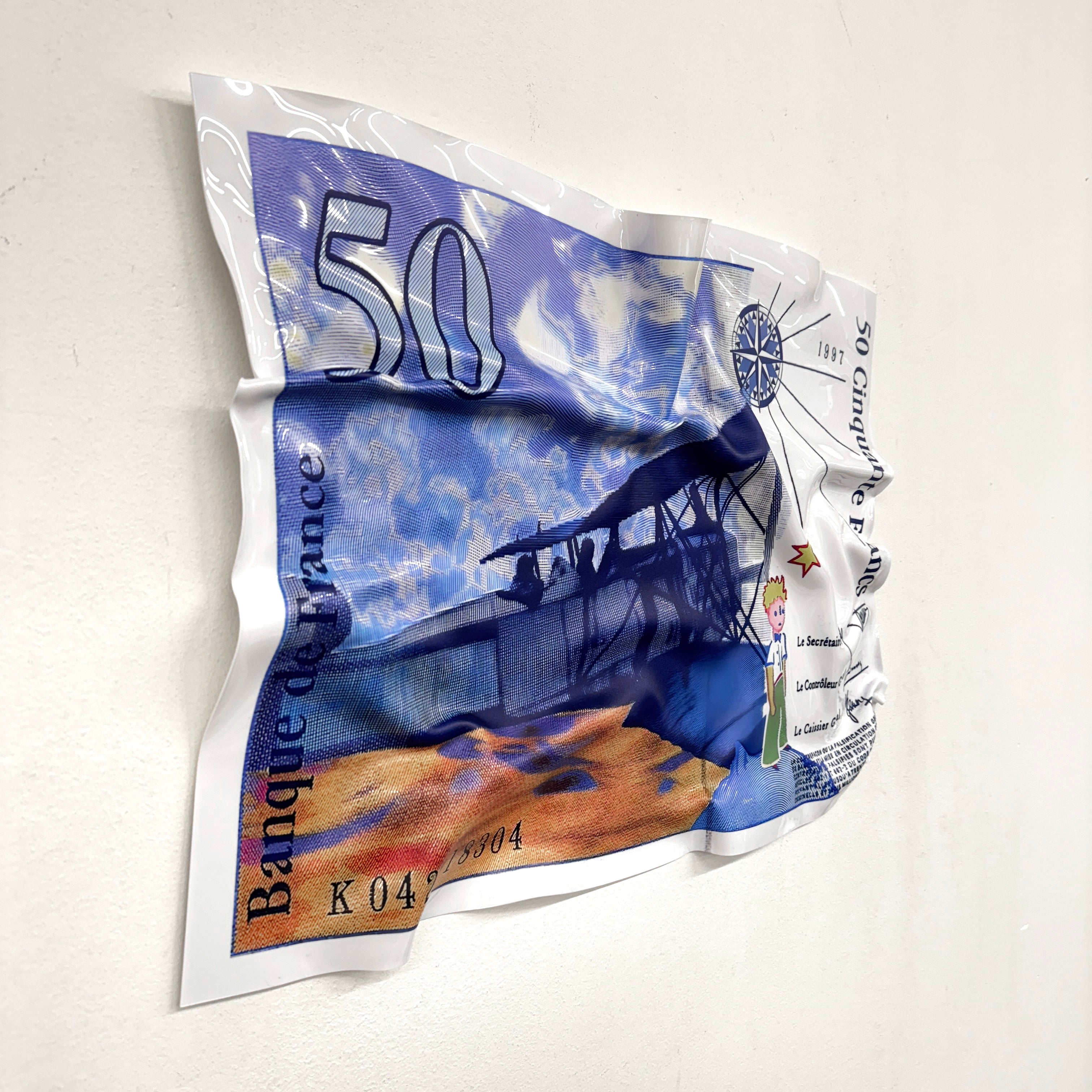 Tableau froissé - Billet 50 Francs "Le Petit Prince"