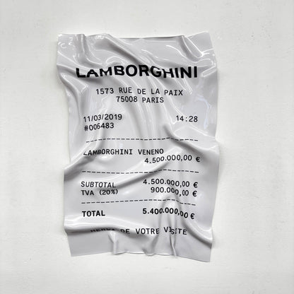Tableau froissé - Reçu Lamborghini "Veneno"
