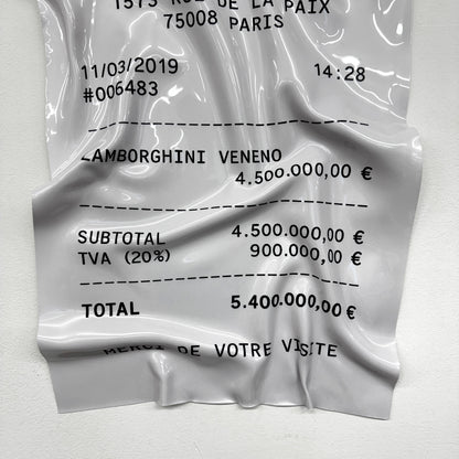 Tableau froissé - Reçu Lamborghini "Veneno"