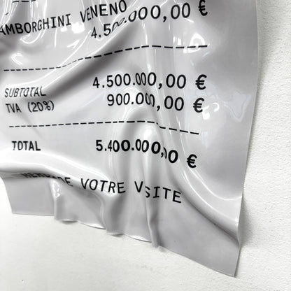 Tableau froissé - Reçu Lamborghini "Veneno"