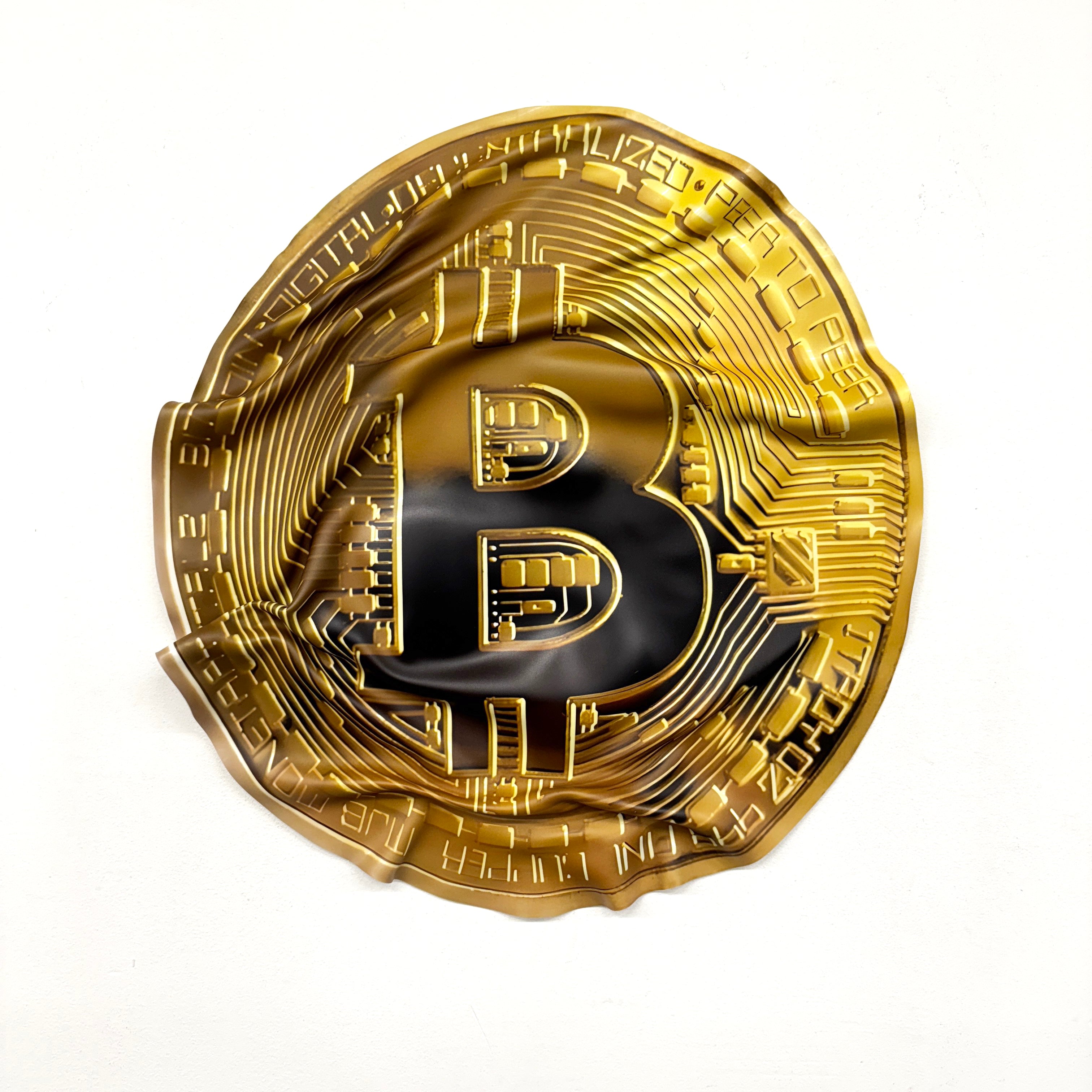 Tableau froissé - Pièce Bitcoin "Or numérique"