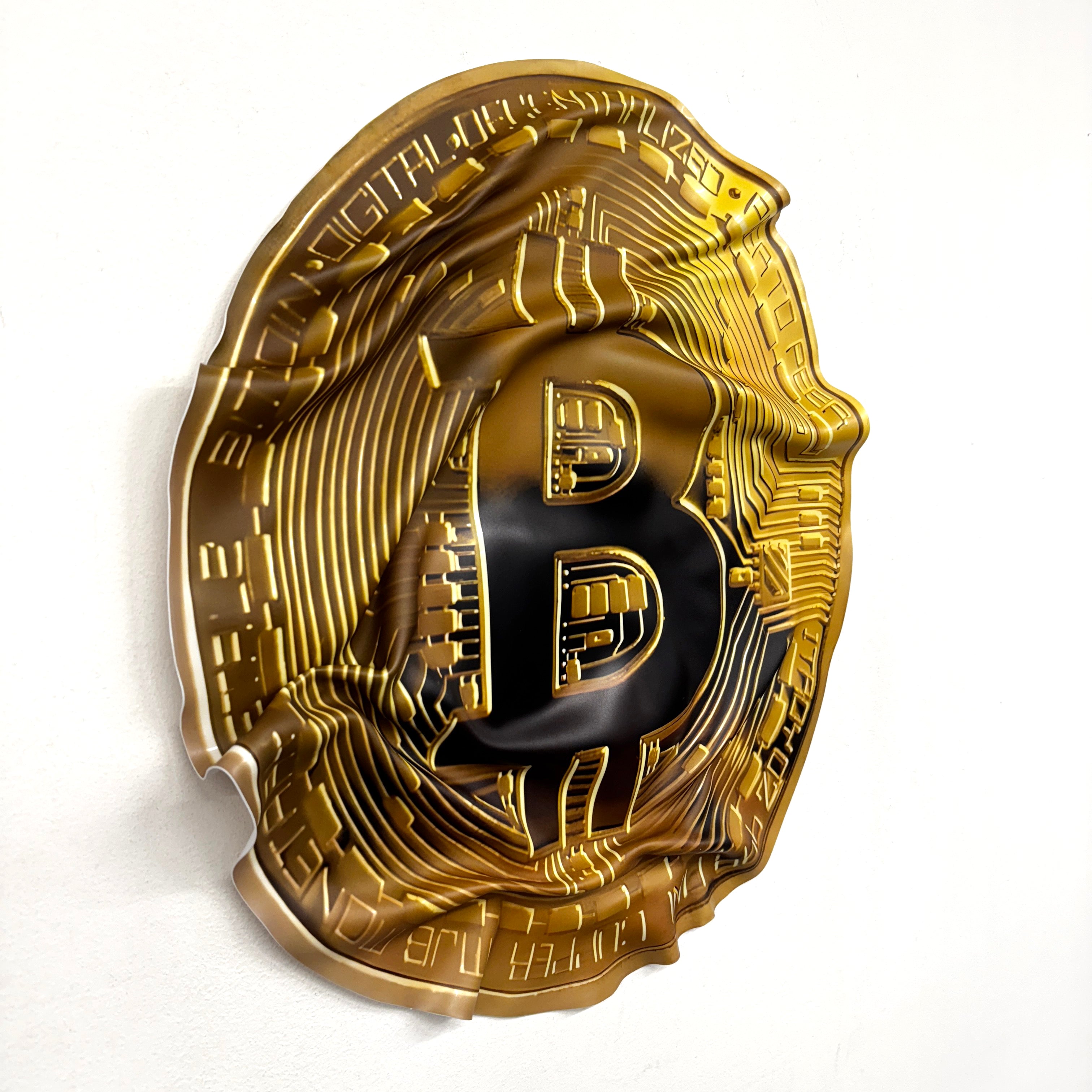Tableau froissé - Pièce Bitcoin "Or numérique"