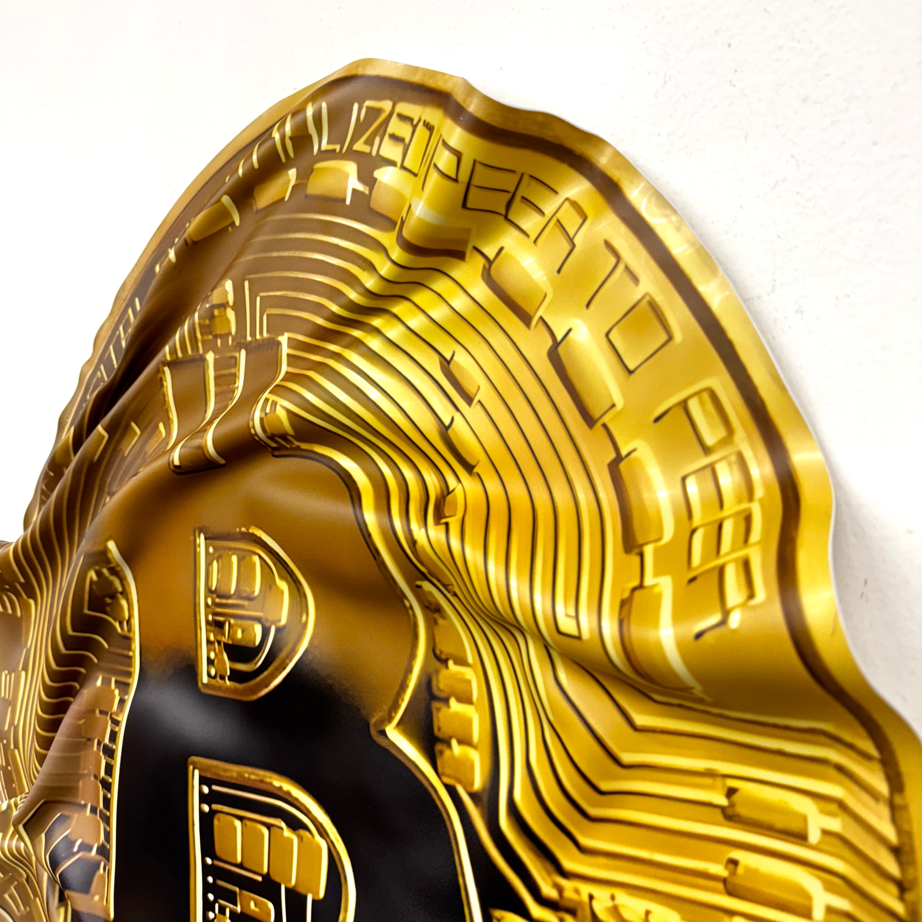 Tableau froissé - Pièce Bitcoin "Or numérique"