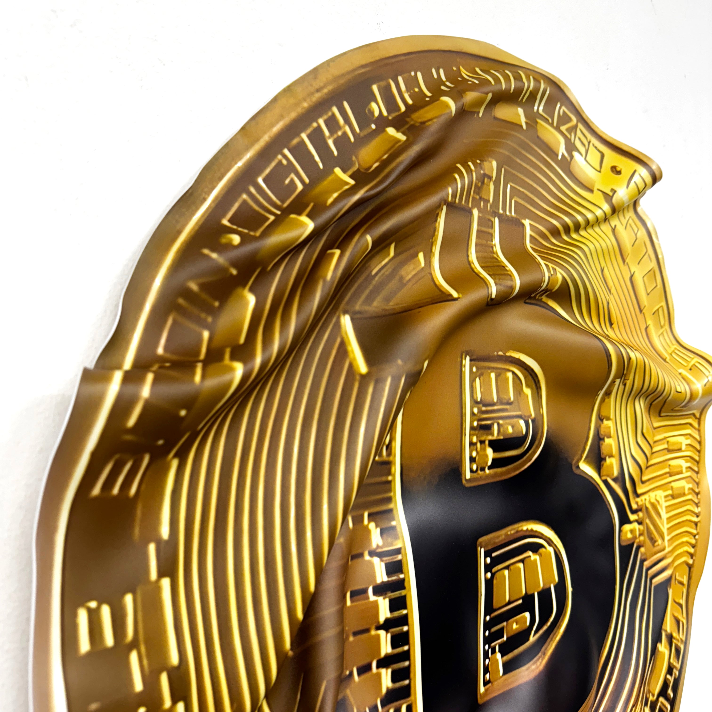 Tableau froissé - Pièce Bitcoin "Or numérique"