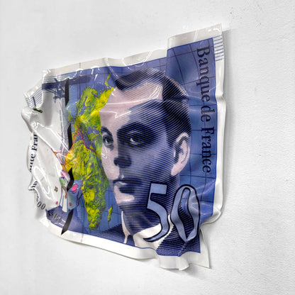 Tableau froissé - Billet 50 Francs "Saint-Exupéry & Le Petit Prince"