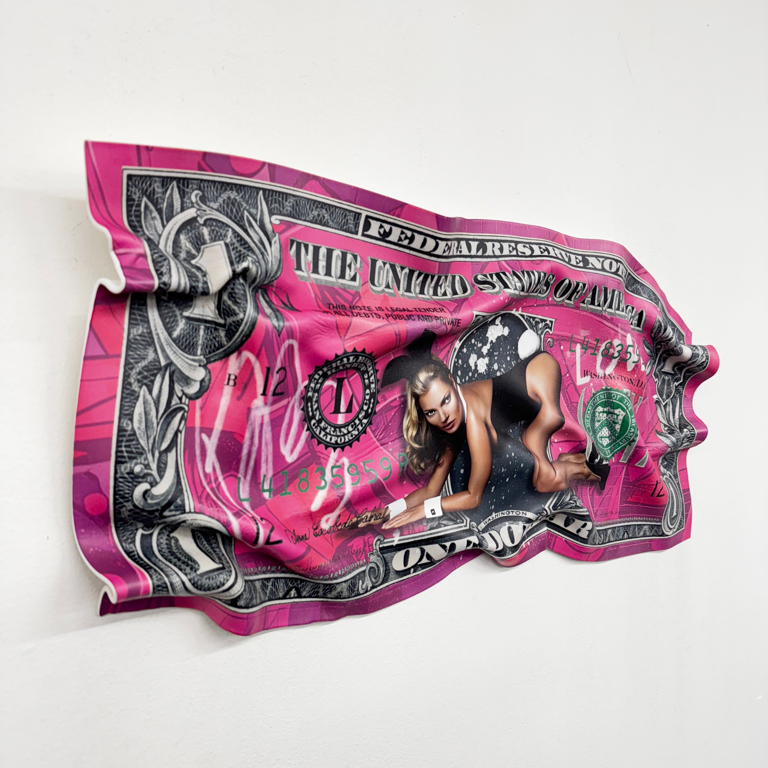 Tableau froissé - Dollar Rose "Pop Art Glam"