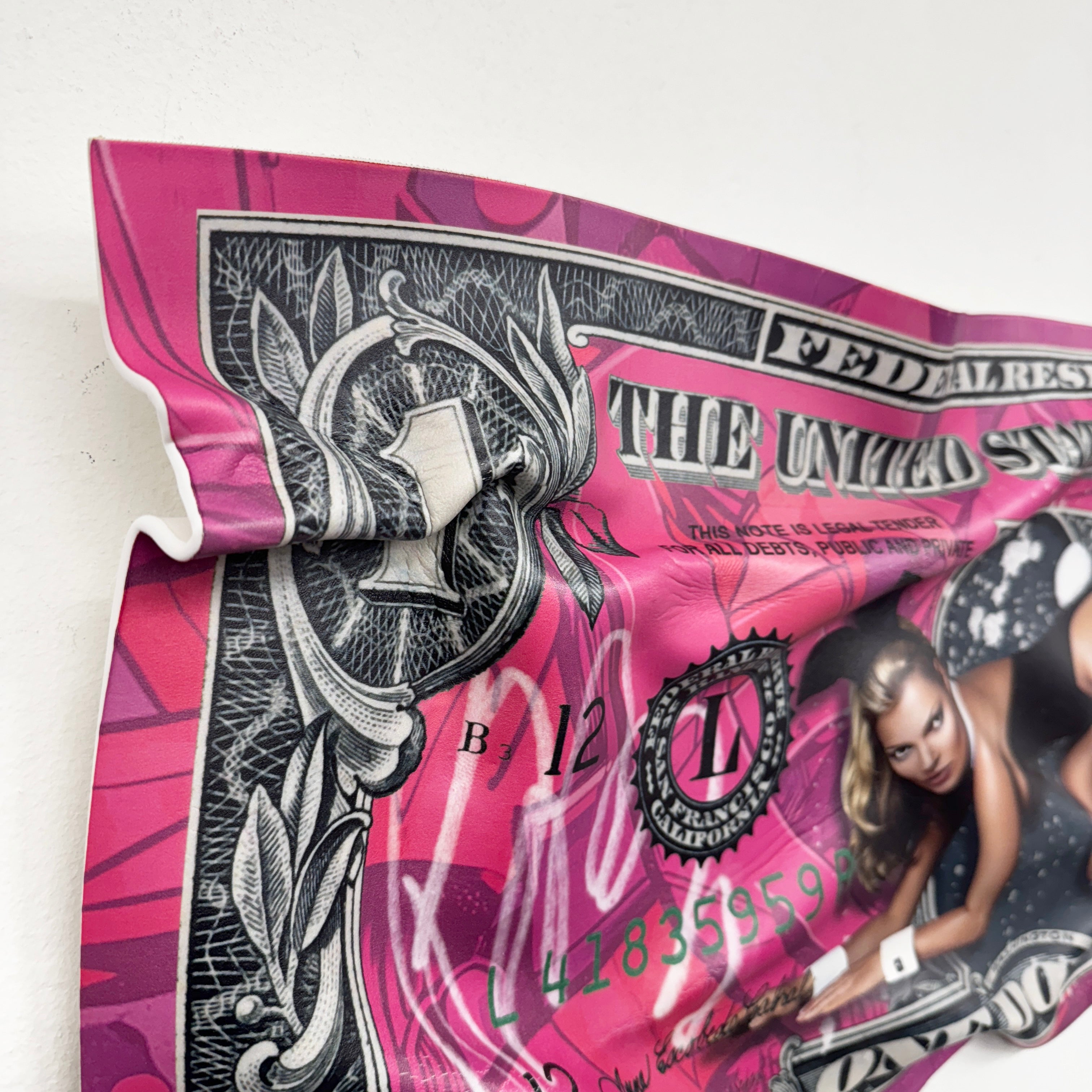 Tableau froissé - Dollar Rose "Pop Art Glam"