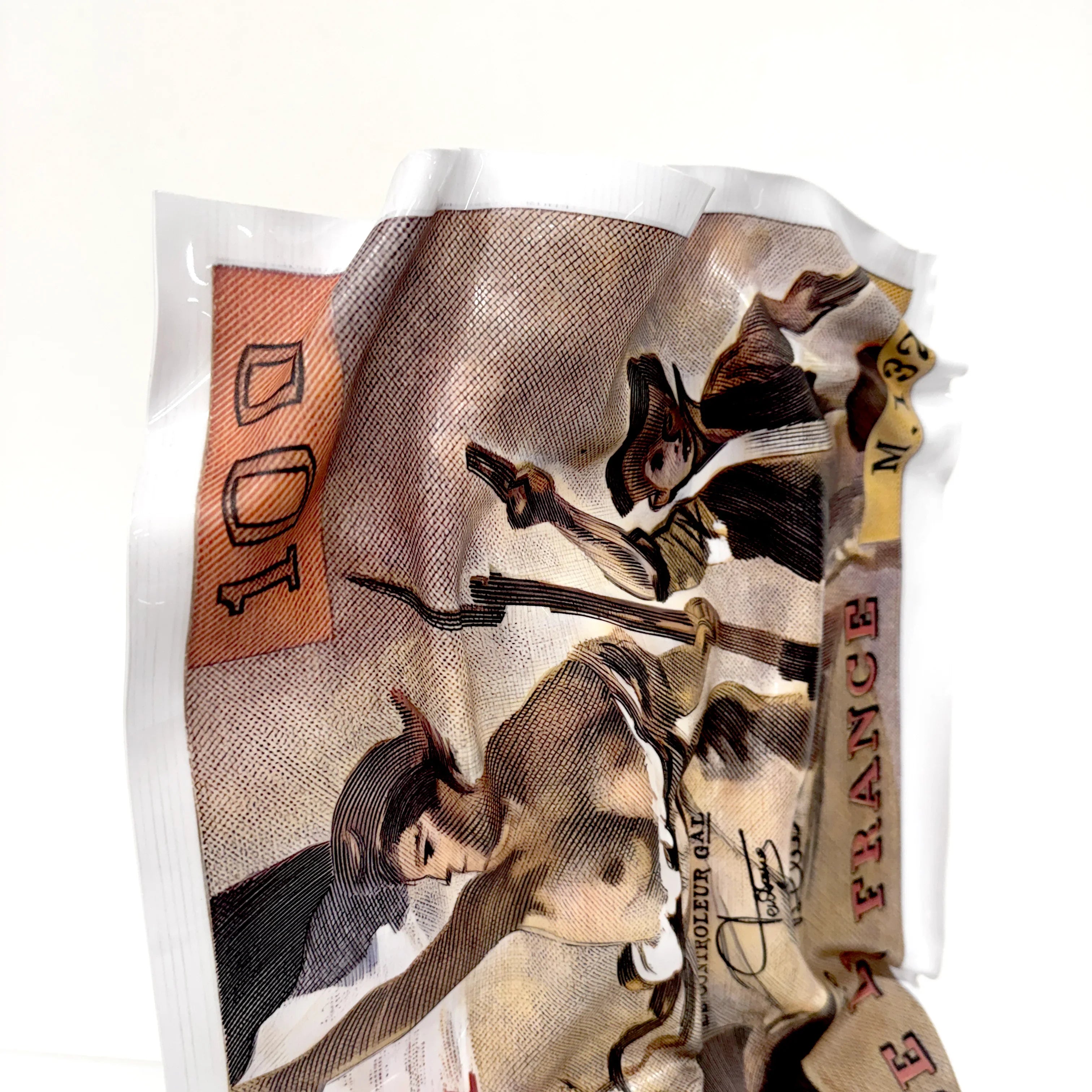 Sculpture froissé – Billet 100 Francs "Eugène Delacroix"