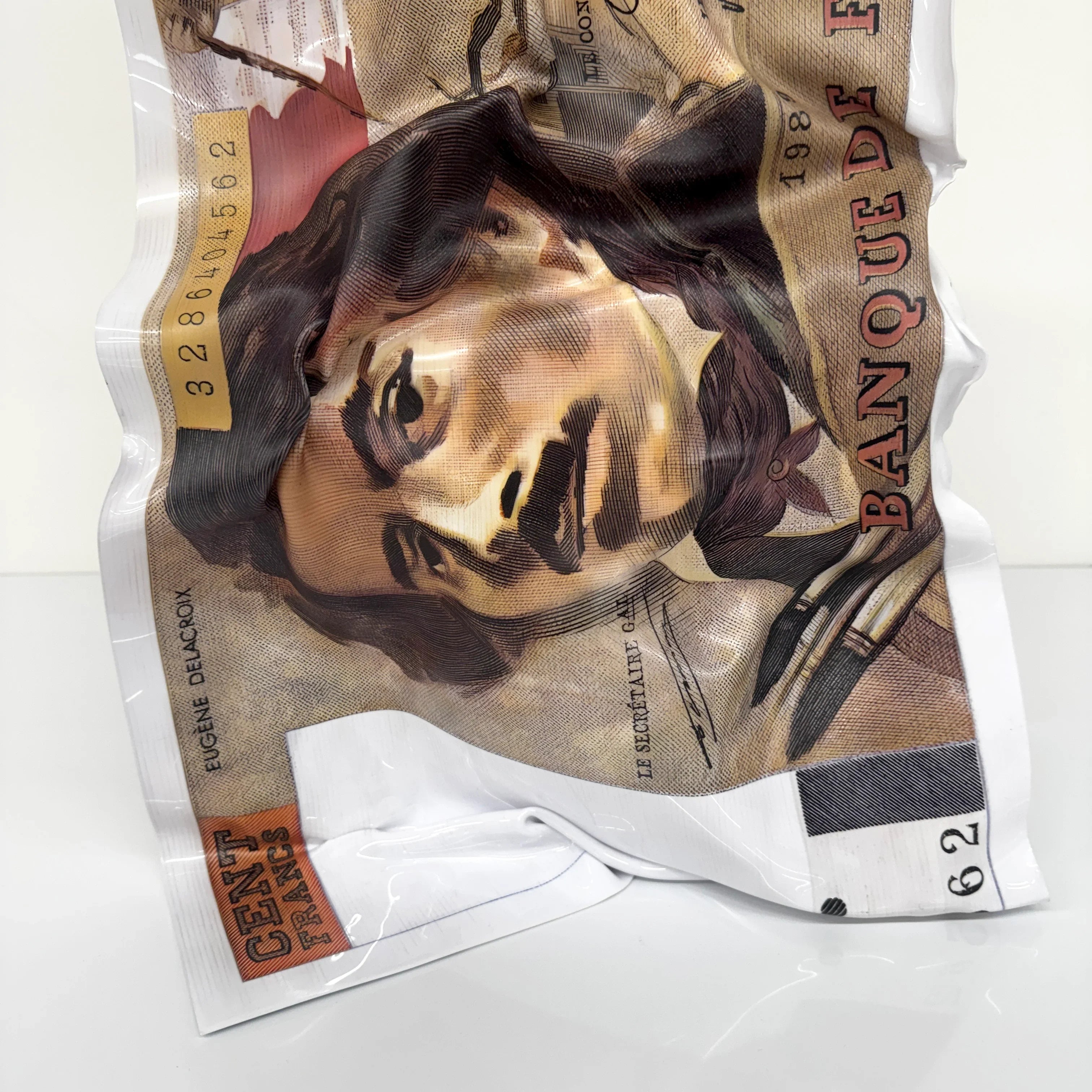 Sculpture froissé – Billet 100 Francs "Eugène Delacroix"