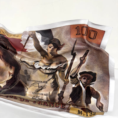 Sculpture froissée – Billet 100 Francs "Eugène Delacroix"