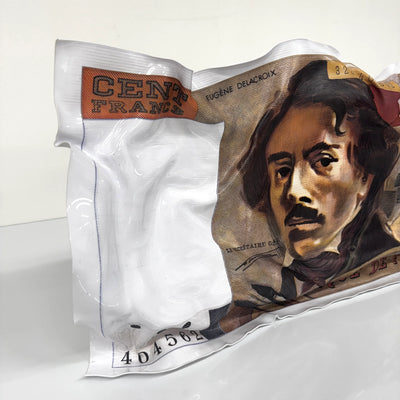Sculpture froissée – Billet 100 Francs "Eugène Delacroix"