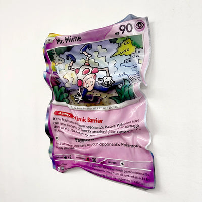 Tableau Déco Carte Pokémon "Mr. Mime Mimic Barrier" - Tableau froissé