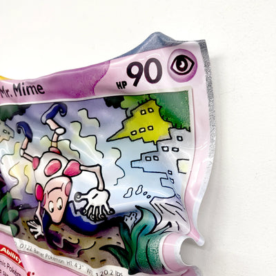 Tableau Déco Carte Pokémon "Mr. Mime Mimic Barrier" - Tableau froissé