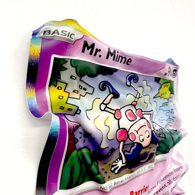Tableau Déco Carte Pokémon "Mr. Mime Mimic Barrier" - Tableau froissé