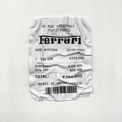 Tableau Déco Ticket "Ferrari 296 GTB" - Tableau froissé