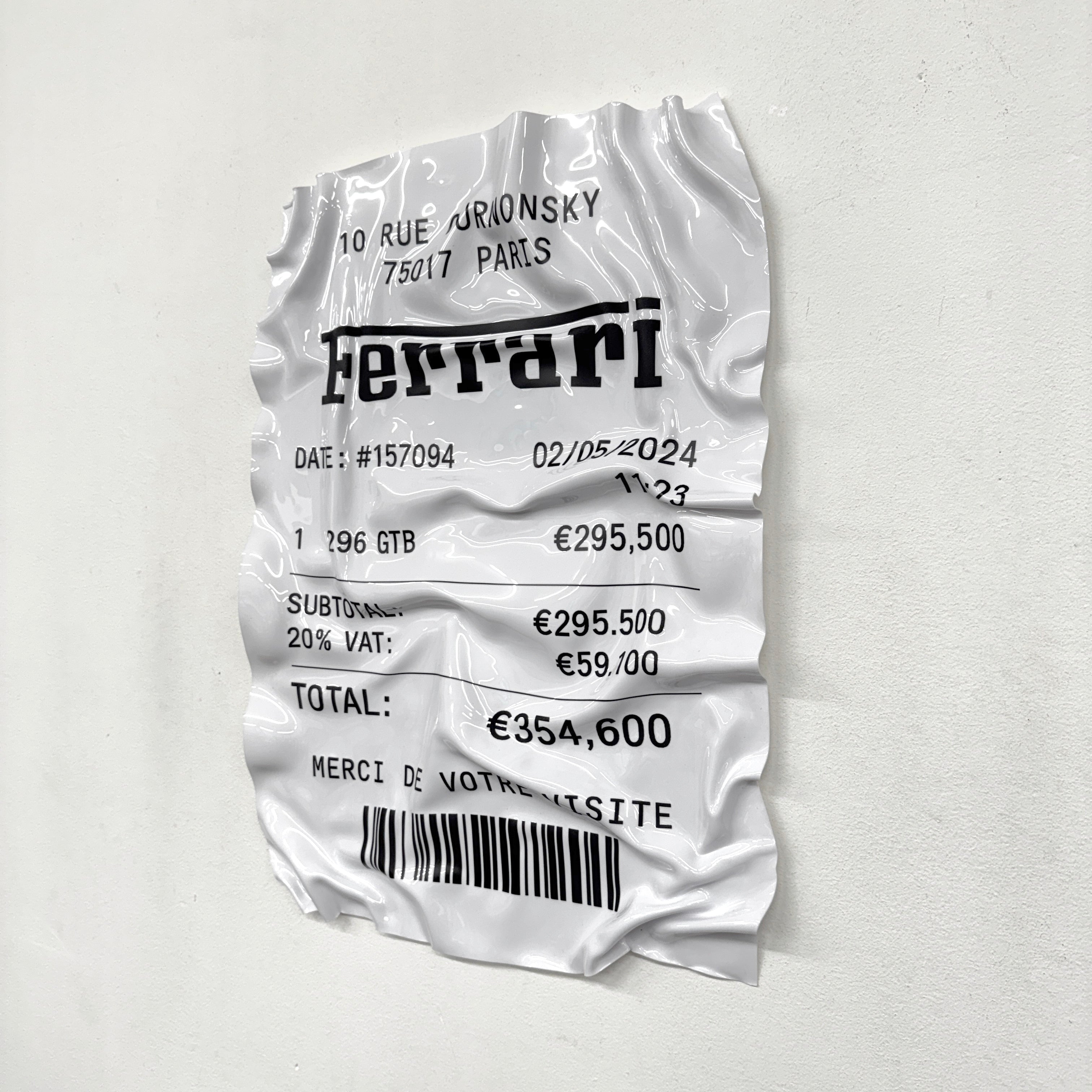 Tableau Déco Ticket "Ferrari 296 GTB" - Tableau froissé