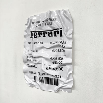 Tableau Déco Ticket "Ferrari 296 GTB" - Tableau froissé