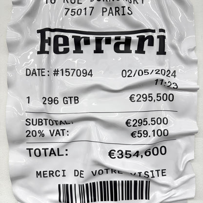 Tableau Déco Ticket "Ferrari 296 GTB" - Tableau froissé