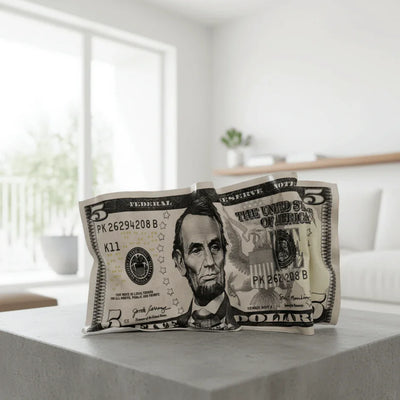 Sculpture froissée – Billet 5 Dollars Abraham Lincoln