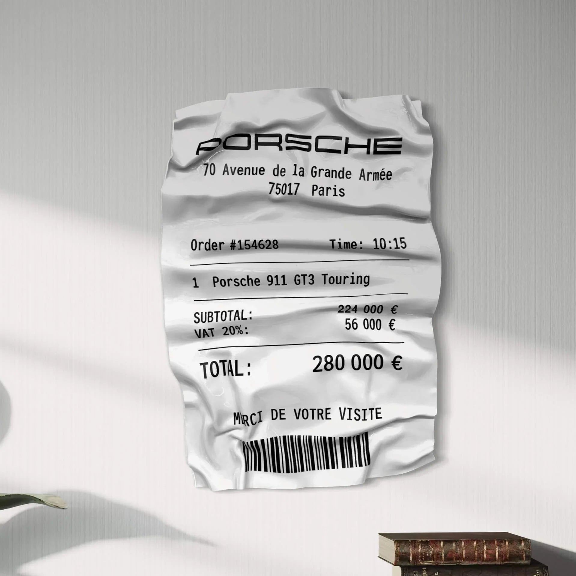 Tableau Déco Ticket Porsche 911 GT3 Touring – Tableau froissé