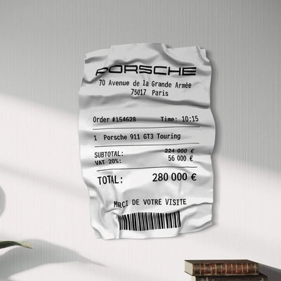 Tableau Déco Ticket Porsche 911 GT3 Touring – Tableau froissé